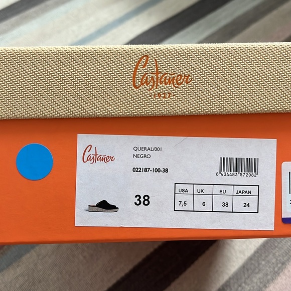 Size 7.5/38 Castaner Black Fatima frayed canvas slides. - Picture 5 of 5